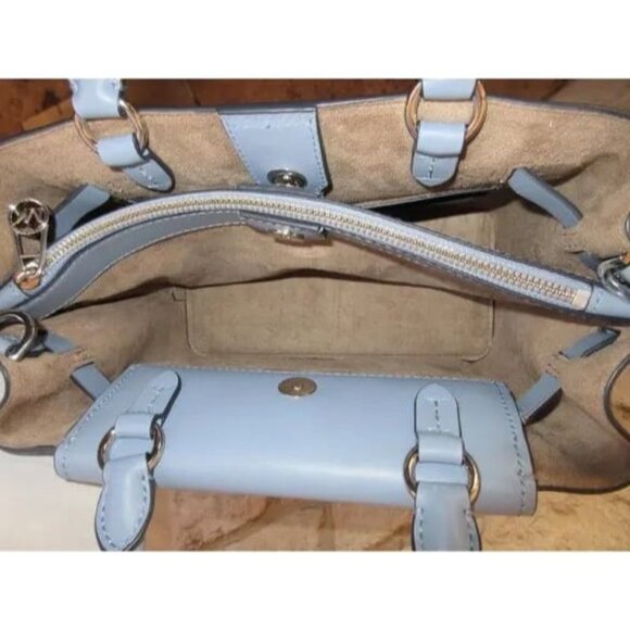 Michael Kors satchel hamilton legacy small studded leather belted purse chambray - Picture 12 of 12